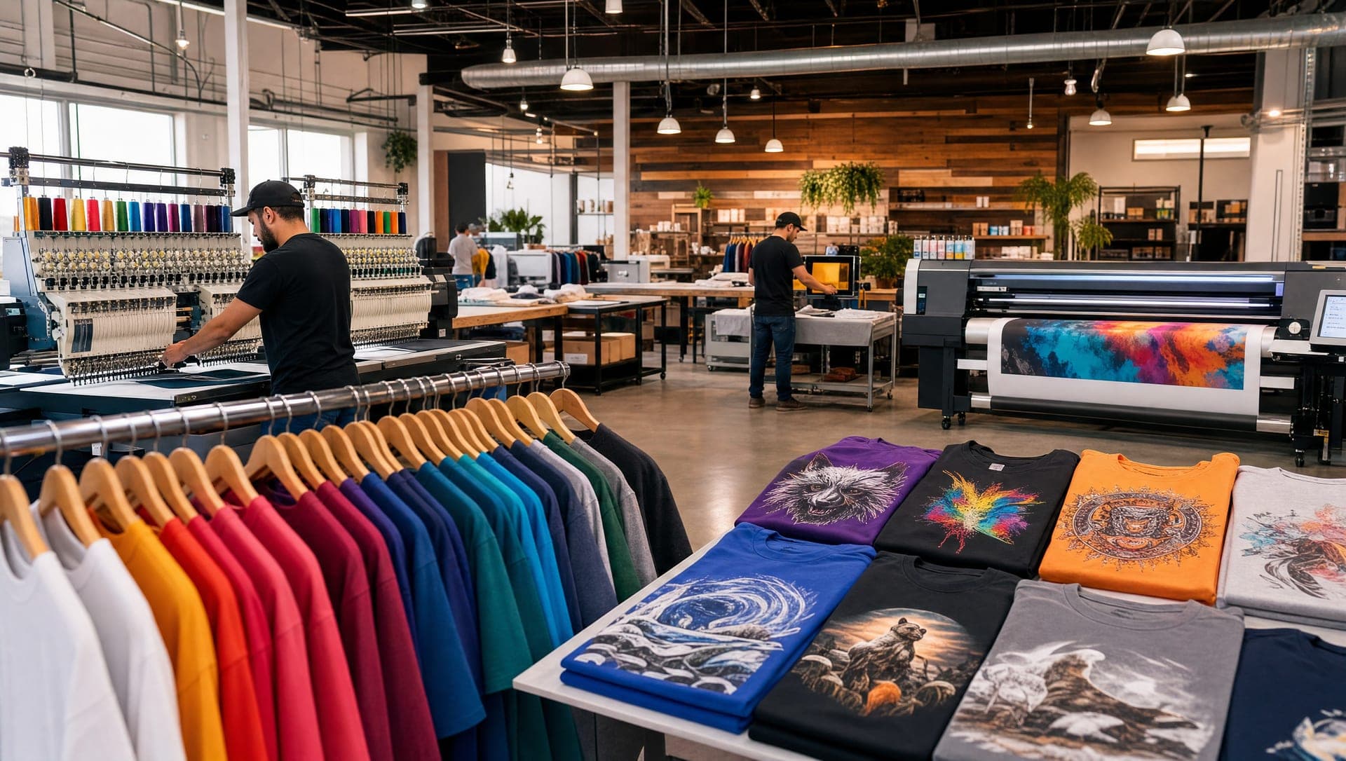 CIV Enterprises custom apparel and sign print shop floor in Bechtelsville, PA